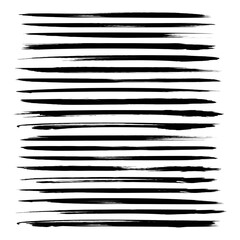 Abstract long thin black ink strokes set isolated on a white background