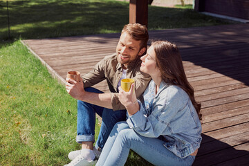 Relaxed man and woman enjoying sunny day