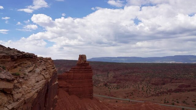High angle view of the beautiful landscape along the Chimney Rock Trail
