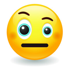Face with raised eyebrow emoji with disapproval expression. Suspicion emoticon disbelief. Vector design illustration.