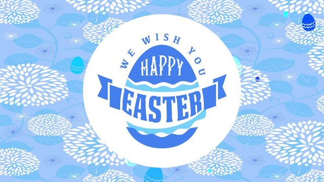 we wish yourself happy easter girly calling cardboard with blue decorated embryo over golden flowery pattern scene