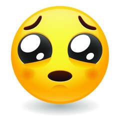 Pleading Emoji Kawaii Face. Loving gesture Vector Design Art Trendy Communication. Chat Elements furrowed eyebrows.