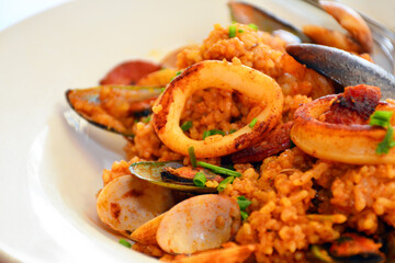 Jambalaya rice with squid and shells
