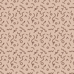 abstract doodle seamless pattern with different lines