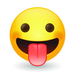 Tongue Emoji Vector art illustration design. Emoticon expression graphic round. Avatar kawaii style.