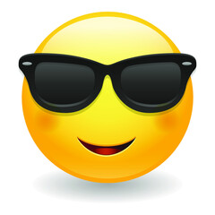 Sunglasses Emoji Vector art illustration design. Emoticon expression graphic round. Avatar kawaii style.