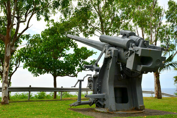 Japanese garden of peace anti aircraft display at Corregidor island in Cavite, Philippines