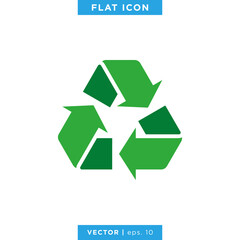 Recycle Icon Logo Design Template. Green Color.