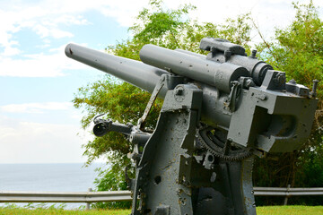 Japanese garden of peace anti aircraft display at Corregidor island in Cavite, Philippines
