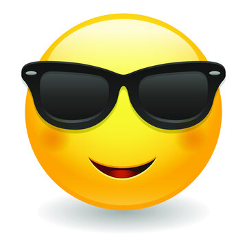 Sunglasses Emoji Vector art illustration design. Emoticon expression graphic round. Avatar kawaii style.