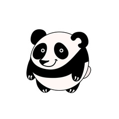 Cute panda in cartoon style. Funny round panda. Color illustration.