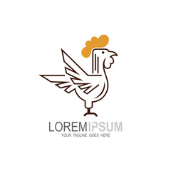 Fototapeta na wymiar Chicken logo with line design vector, simple icons