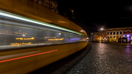 Fototapeta na wymiar Light streak tram