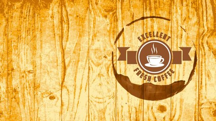 excellent pure coffee advert for cafe store with multicoloured mug spot and warm brown mug visual over timber scene