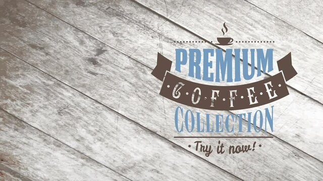 coffee set advertising asking clients to try it today with various types of classical typography over wooden scene