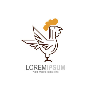 Chicken logo with line design vector, simple icons