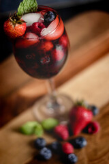 Berry Sangria on Wood