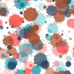 Watercolor transparent stains vector seamless grunge background. 