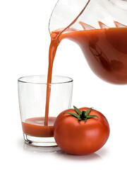 Glass filling by tomato juice