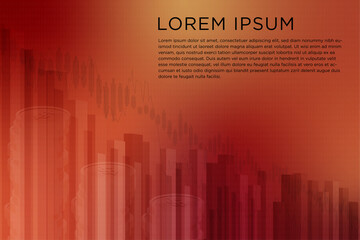 Fototapeta premium Dropped financial graph abstract red and orange gradient background. Money concept. Vector illustration.