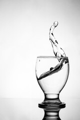 Glass of water in motion.