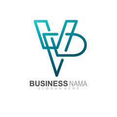 letter v and p logo with line design vector