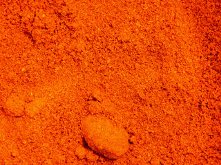 Close-up view of red chili powder
