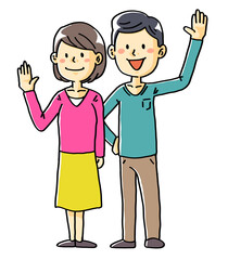 手描きイラスト素材夫婦