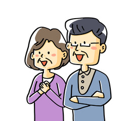 Fototapeta premium 手描きイラスト素材老夫婦仲良し