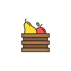 Fruits crate box vector icon symbol isolated on white background