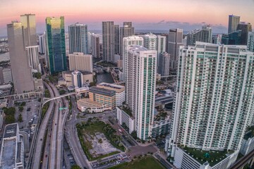 Aerial View of Downtown Miami Skyscrapers during Winter