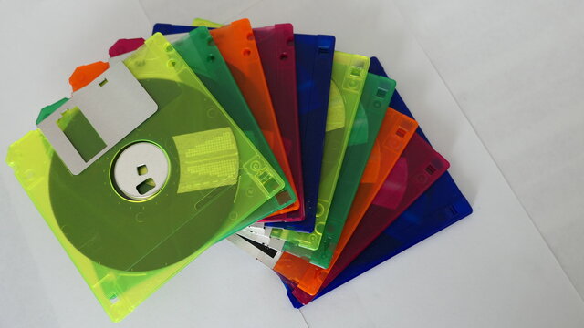 color flopy disc  on white background
