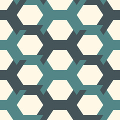 Contemporary honeycomb geometric pattern. Repeated hexagon ornament. Modern mosaic tiles. Seamless surface print
