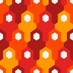 Fototapeta premium Contemporary geometric pattern. Puzzle ornament. Repeated interlocking figures. Modern mosaic background. Seamless surface abstract design. Geo wallpaper. Digital paper, textile print. Vector art