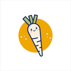 Radish Vector Icon Illustration. Cute Vegetable. Flat Cartoon Style Suitable for Web Landing Page, Banner, Sticker, Background
