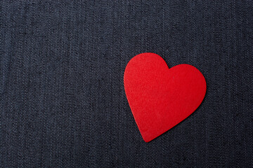 Heart shape on fabic. Valentine concept and promise of love.