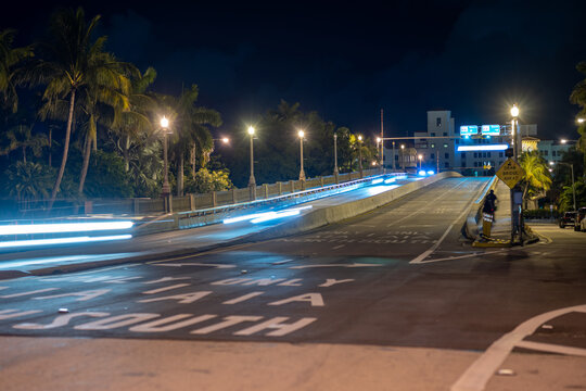 Night Photo Hollywood Beach Boulevard Draw Bridge