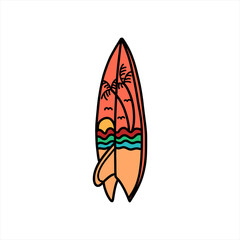 surfing summer illustration for merchandise