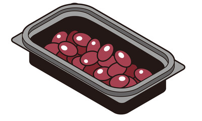 持ち帰りのフードパックに入った金時豆の甘煮