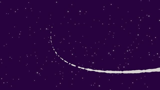 Space rocket flying in a circle