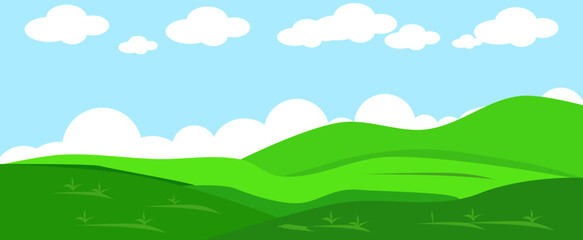 Vector flat of hill green landscape. image vector