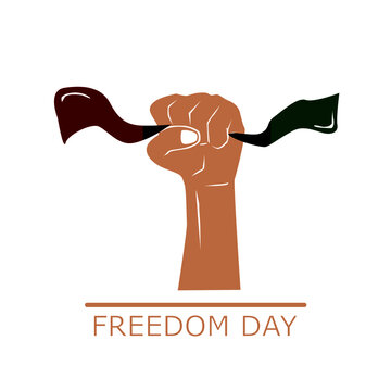 Human hand holding. freedom day. vector image
