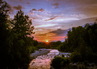 sunset over the river