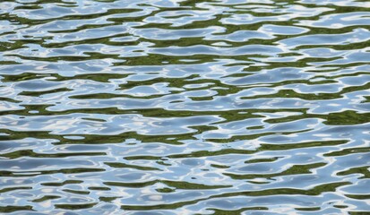 Closeup blue river water surface, natural background