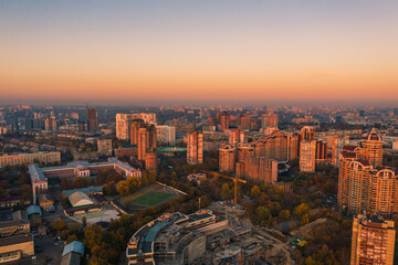 Aerial drone footage. Panorama of kiev