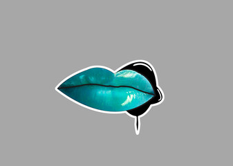 female lips in the style of graffiti, can be used as a sticker, icon