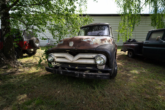 BERLIN - MAY 05, 2018: Full-size Ford F-100 pickup truck (second generation).
