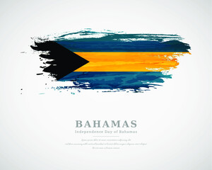 Happy independence day of Bahamas with artistic watercolor country flag background