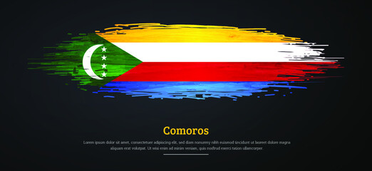 Happy independence day of Comoros with watercolor grunge brush flag background