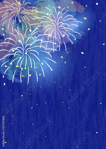 穏やかな色合いの花火 背景イラスト Background Wall Mural Backgrou Umiberry